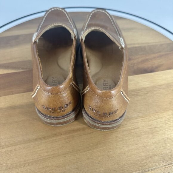 Sperry Womens Brown Leather Loafer Shoes Size 7M Classic Moc Toe Slip-On Casual - Picture 3 of 11